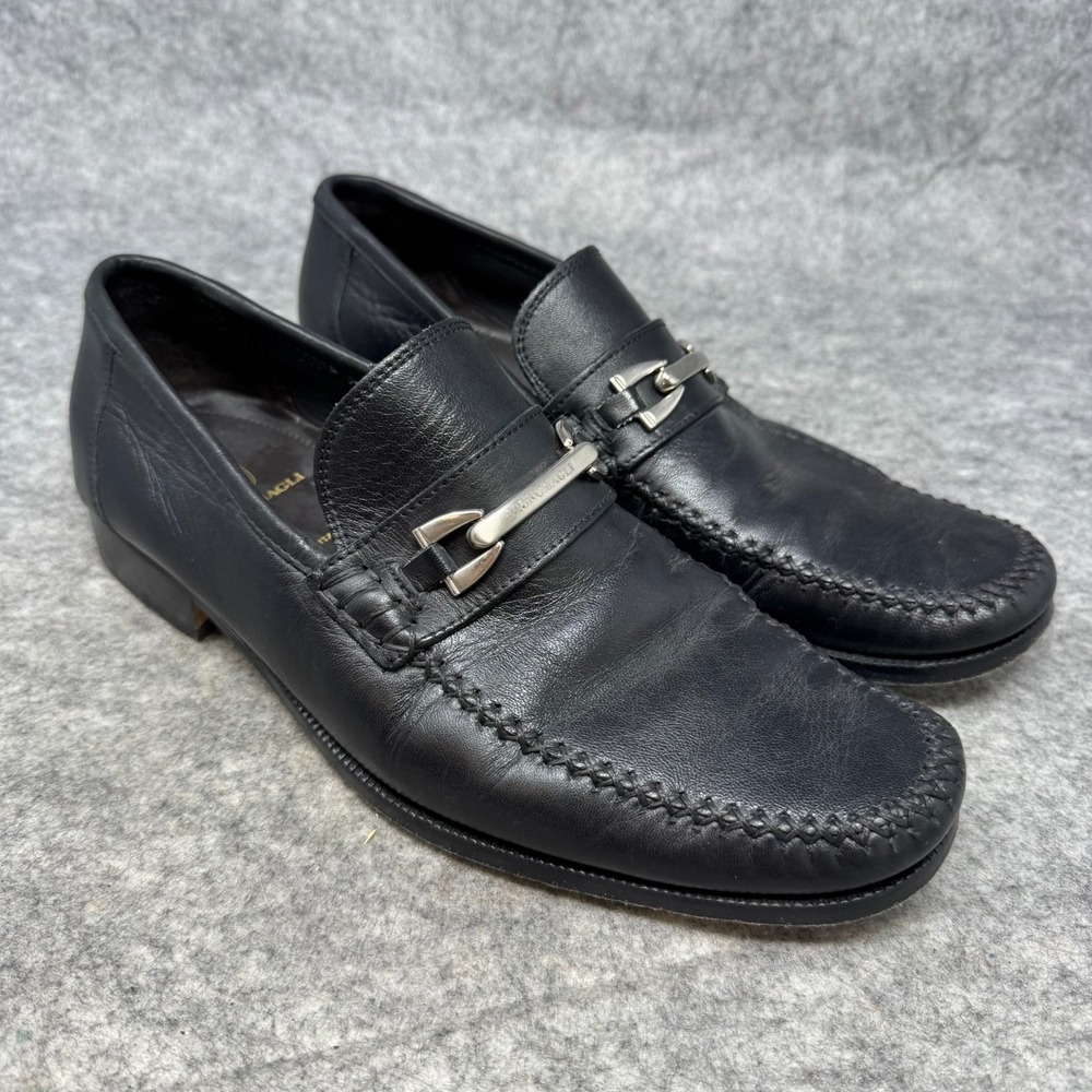 Bruno Magli Mens Horse-Bit Slip On Loafer Dress Shoe Sz 9 Black Leather ITALY